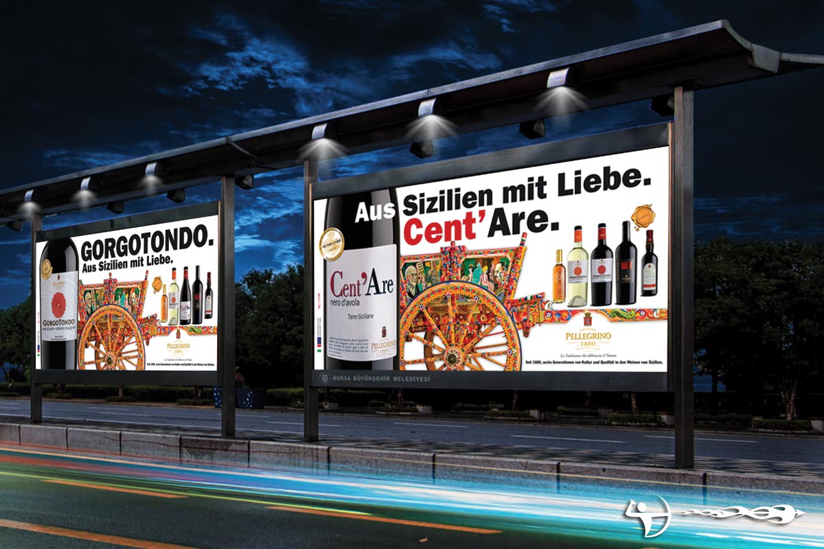 Cantine Pellegrino: Affissione promozionale - esterno supermercati - Germania - Svizzera